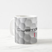 Witte Golfbal met Putjes Textuur Aangepaste Naam N Koffiemok (Voorkant links)