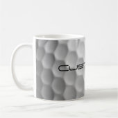 Witte Golfbal met Putjes Textuur Aangepaste Naam N Koffiemok (Links)