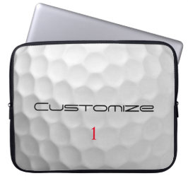 Witte Golfbal met Putjes Textuur Aangepaste Naam N Laptop Sleeve