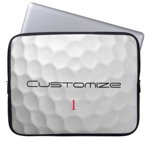 Witte Golfbal met Putjes Textuur Aangepaste Naam N Laptop Sleeve