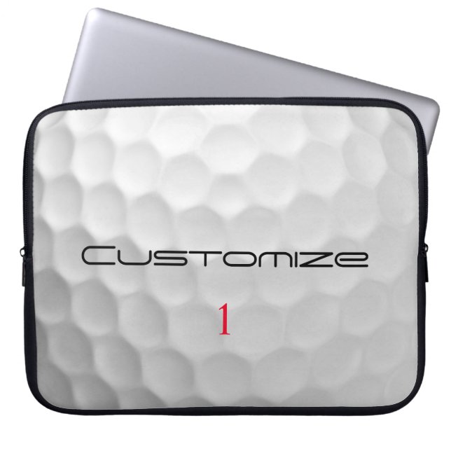 Witte Golfbal met Putjes Textuur Aangepaste Naam N Laptop Sleeve (Voorkant)