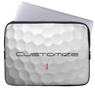 Witte Golfbal met Putjes Textuur Aangepaste Naam N Laptop Sleeve