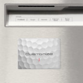 Witte Golfbal met Putjes Textuur Aangepaste Naam N Magneet (Insitu (Vaatwasser))