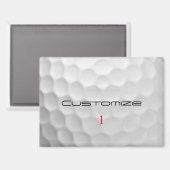 Witte Golfbal met Putjes Textuur Aangepaste Naam N Magneet (Voorkant / Achterkant)