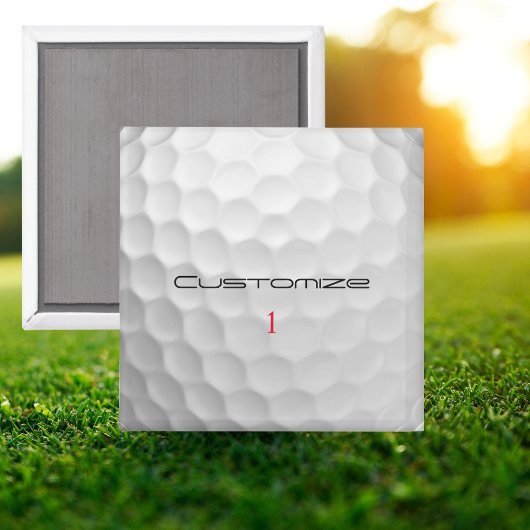 Witte Golfbal met Putjes Textuur Aangepaste Naam N Magneet