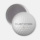 Witte Golfbal met Putjes Textuur Aangepaste Naam N Magneet (Voorkant / Achterkant)