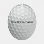 Witte Golfbal met Putjes Textuur Aangepaste Naam N Metalen Ornament (Voorkant)