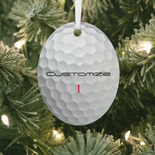 Witte Golfbal met Putjes Textuur Aangepaste Naam N Metalen Ornament (Insitu)