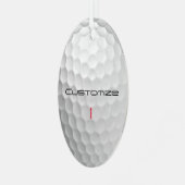 Witte Golfbal met Putjes Textuur Aangepaste Naam N Metalen Ornament (Voorkant links)