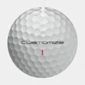 Witte Golfbal met Putjes Textuur Aangepaste Naam N Metalen Ornament (Voorkant)