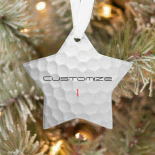 Witte Golfbal met Putjes Textuur Aangepaste Naam N Ornament