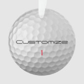 Witte Golfbal met Putjes Textuur Aangepaste Naam N Ornament (voorkant)