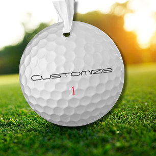 Witte Golfbal met Putjes Textuur Aangepaste Naam N Ornament
