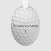 Witte Golfbal met Putjes Textuur Aangepaste Naam N Ornament (voorkant)