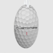 Witte Golfbal met Putjes Textuur Aangepaste Naam N Ornament (voorkant)