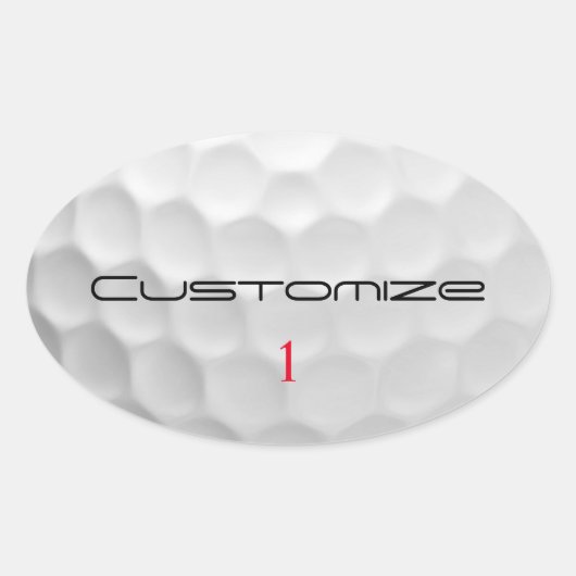 Witte Golfbal met Putjes Textuur Aangepaste Naam N Ovale Sticker (Voorkant)