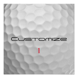 Witte Golfbal met Putjes Textuur Aangepaste Naam N Perfect Poster