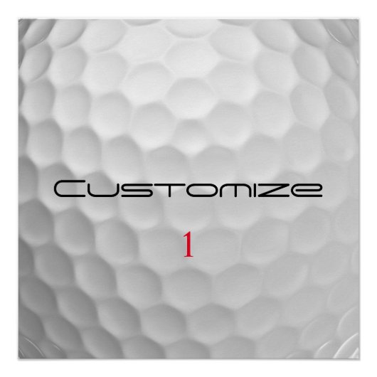 Witte Golfbal met Putjes Textuur Aangepaste Naam N Perfect Poster (Voorkant)