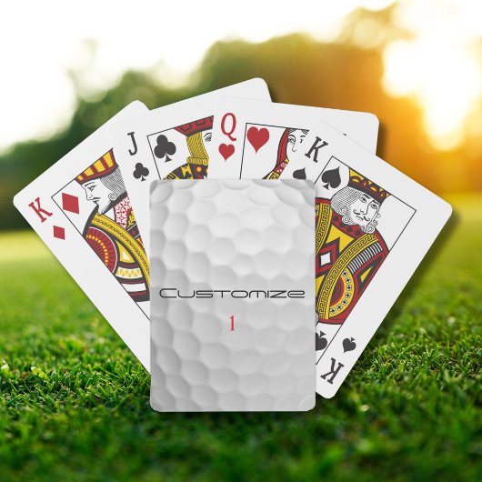 Witte Golfbal met Putjes Textuur Aangepaste Naam N Pokerkaarten
