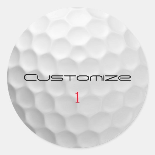 Witte Golfbal met Putjes Textuur Aangepaste Naam N Ronde Sticker (Voorkant)