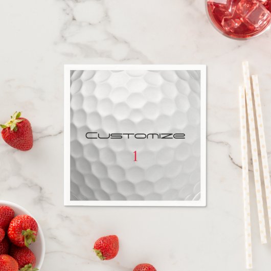Witte Golfbal met Putjes Textuur Aangepaste Naam N Servet (Insitu)