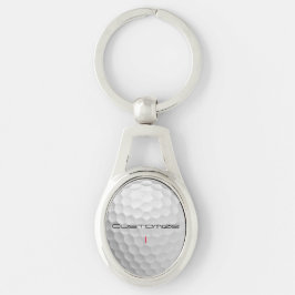 Witte Golfbal met Putjes Textuur Aangepaste Naam N Sleutelhanger