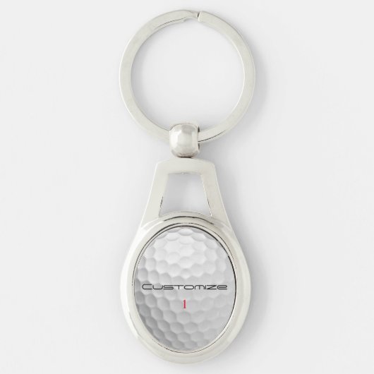 Witte Golfbal met Putjes Textuur Aangepaste Naam N Sleutelhanger (Voorkant)