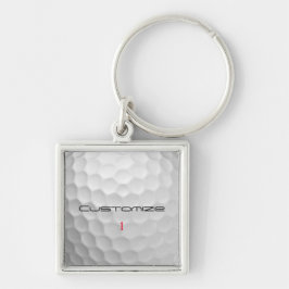 Witte Golfbal met Putjes Textuur Aangepaste Naam N Sleutelhanger