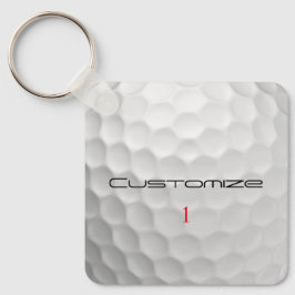 Witte Golfbal met Putjes Textuur Aangepaste Naam N Sleutelhanger