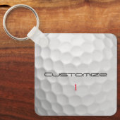Witte Golfbal met Putjes Textuur Aangepaste Naam N Sleutelhanger (Voorkant)