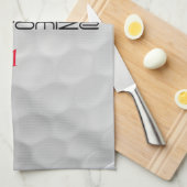 Witte Golfbal met Putjes Textuur Aangepaste Naam N Theedoek (Quarter Fold)