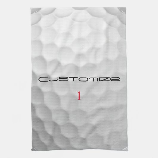 Witte Golfbal met Putjes Textuur Aangepaste Naam N Theedoek (Verticaal)