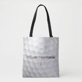 Witte Golfbal met Putjes Textuur Aangepaste Naam N Tote Bag