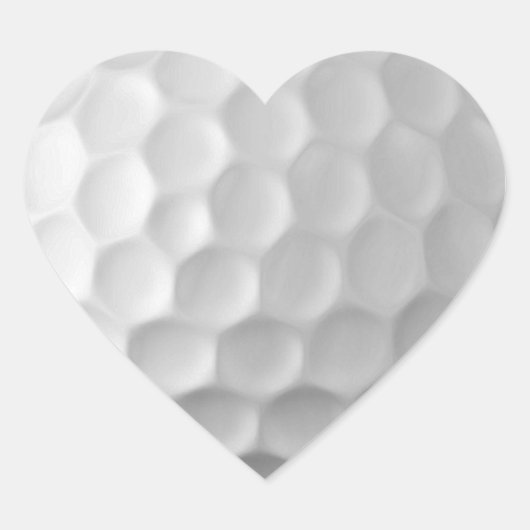 Witte Golfbal met Putjes Textuur Hart Sticker (Voorkant)