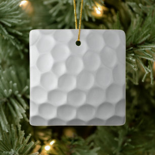 Witte Golfbal met Putjes Textuur Keramisch Ornament
