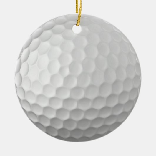 Witte Golfbal met Putjes Textuur Keramisch Ornament (Voorkant)
