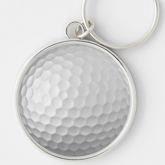 Witte Golfbal met Putjes Textuur Sleutelhanger (Voorkant)