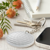 Witte Golfbal met Putjes Textuur Sleutelhanger (Voorkant Rechts)