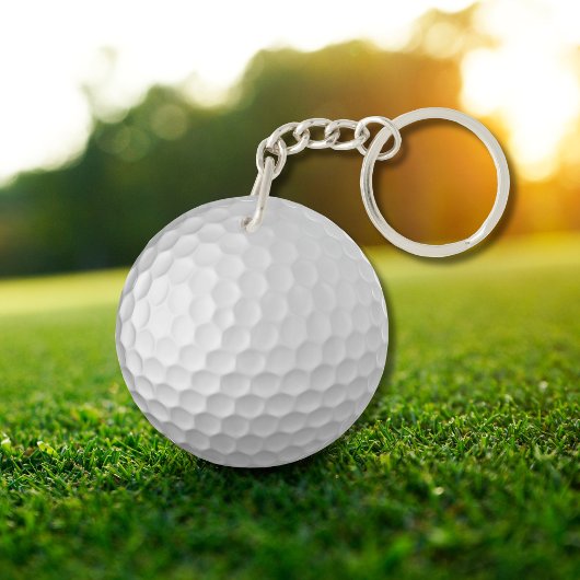 Witte Golfbal met Putjes Textuur Sleutelhanger