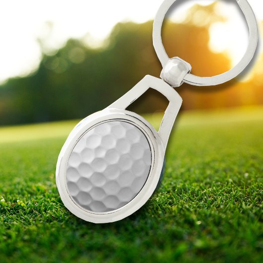 Witte Golfbal met Putjes Textuur Sleutelhanger