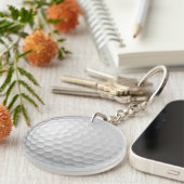 Witte Golfbal met Putjes Textuur Sleutelhanger (Voorkant Rechts)