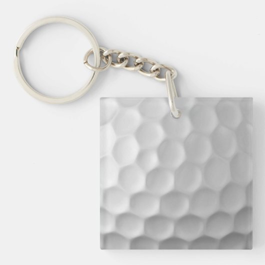 Witte Golfbal met Putjes Textuur Sleutelhanger (Voorkant)