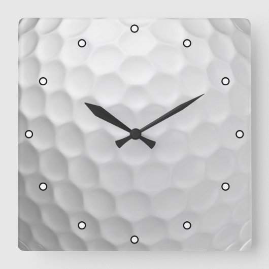Witte Golfbal met Putjes Textuur Vierkante Klok (Voorkant)