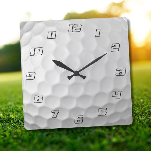 Witte Golfbal met Putjes Textuur Vierkante Klok