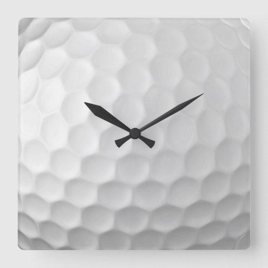 Witte Golfbal met Putjes Textuur Vierkante Klok (Voorkant)