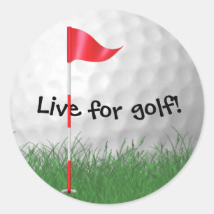 witte golfbal met vlag ronde sticker