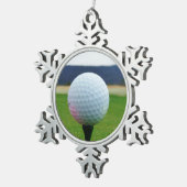 witte Golfbal op een golfbaan in een berg Tin Sneeuwvlok Ornament (Rechts)