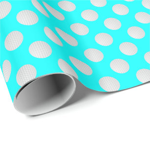 Witte golfballen op aquablauw cadeaupapier