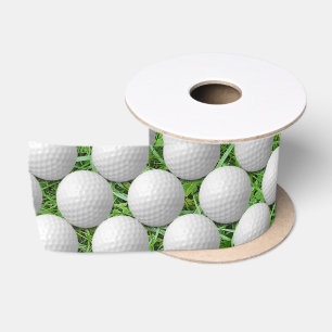 Witte Golfballen Op Gras Satijnen Lint