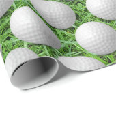 Witte golfballen op groen gras cadeaupapier (Rol Hoek)